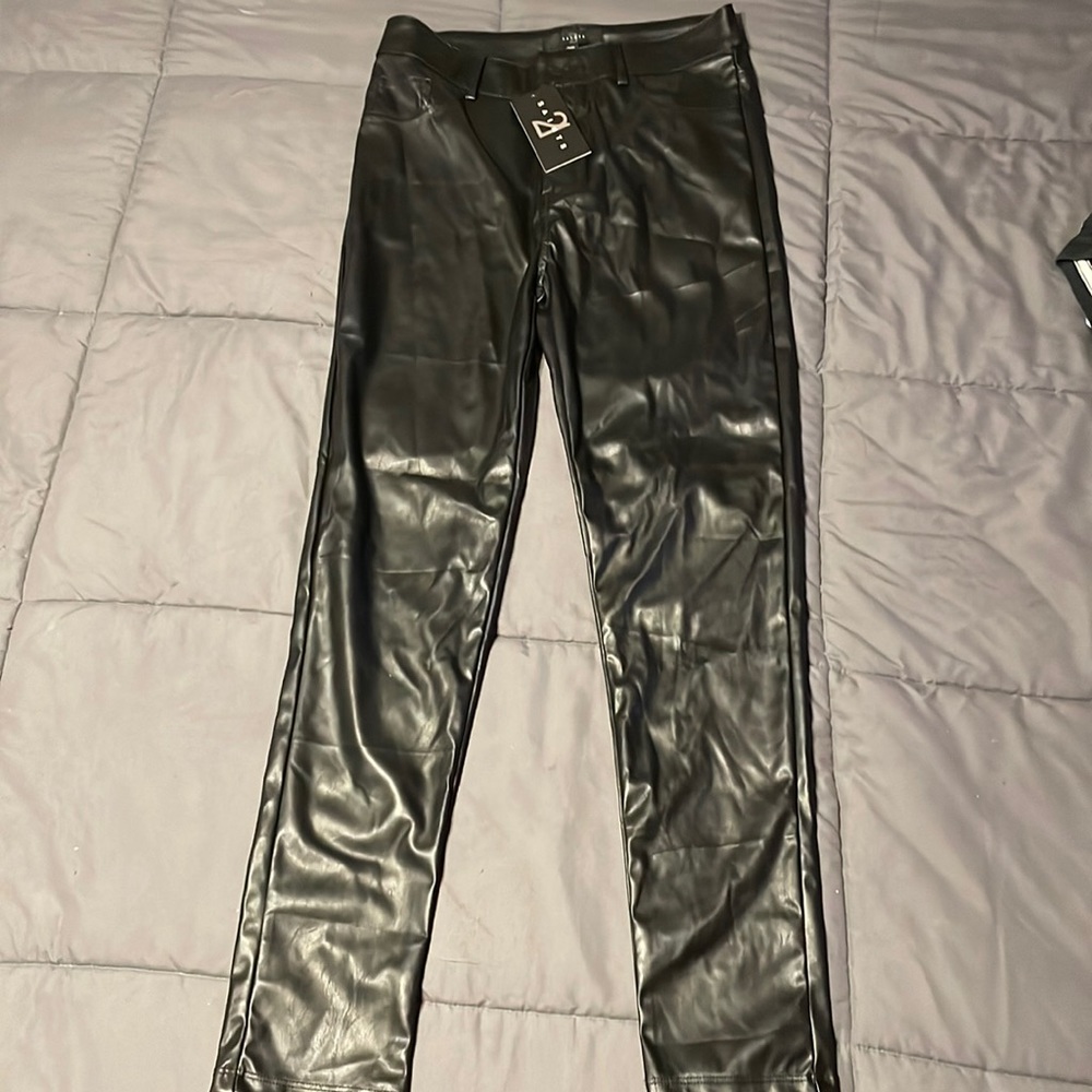 Black pleather pants.